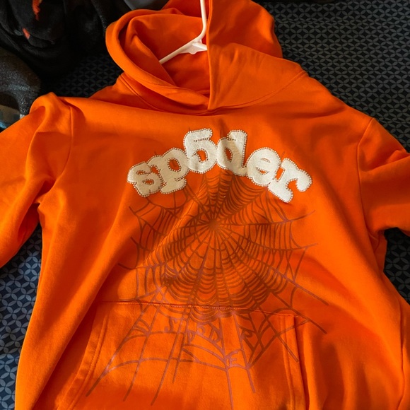 Orange sp5der hoodie